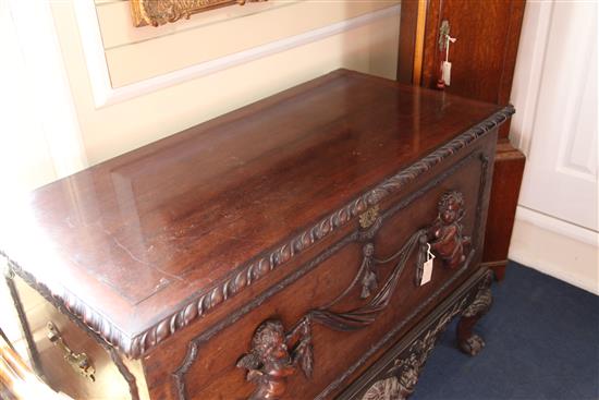 An 18th century Irish style mahogany coffer, W.4ft D.2ft 2in. H.2ft 9in.